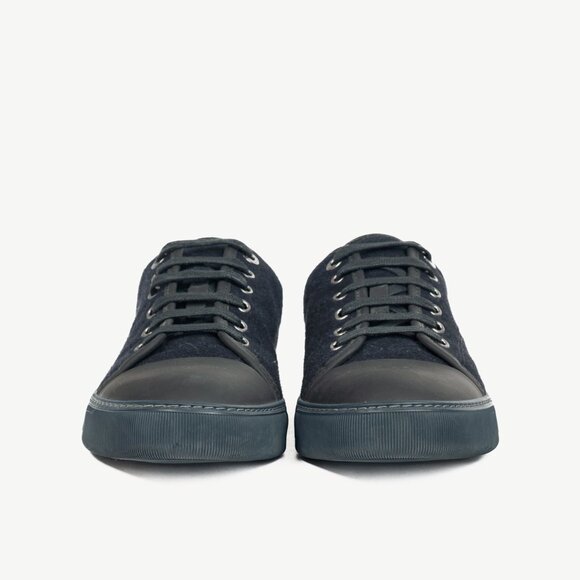 Lanvin Navy Felted Wool Low-Top Sneakers - Picture 2 of 10